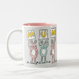 Taza Bicolor Regalo para diseño de conejos divertidos de Mamá