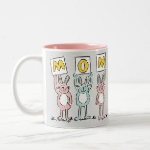 Taza Bicolor Regalo para el diseño de conejos divertidos de mam
