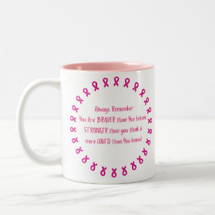 Taza Bicolor Regalo para pacientes con cáncer, valientes, fuert