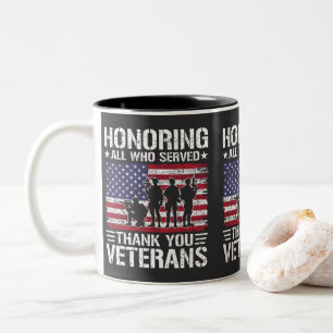 Taza Bicolor Regalo Patriótico de Servicio Militar Gracias Vete
