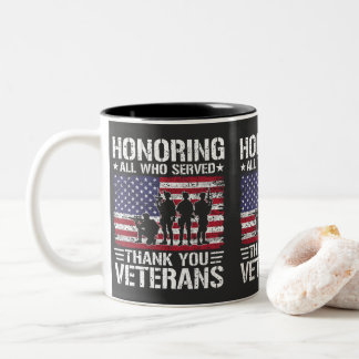 Taza Bicolor Regalo Patriótico de Servicio Militar Gracias Vete