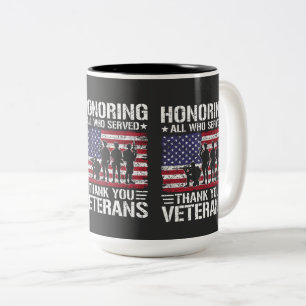 Taza Bicolor Regalo Patriótico de Servicio Militar Gracias Vete
