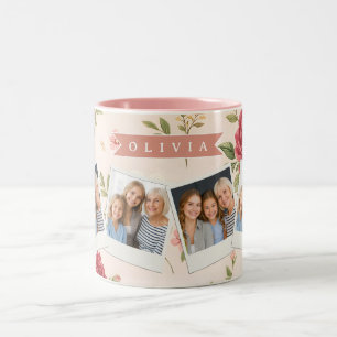 Taza Bicolor Regalo Personalizado con Nombre Floral Vintage Rom
