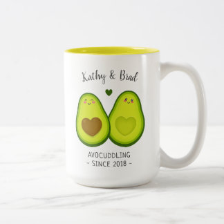 Taza Bicolor Regalo personalizado de abrazar aguacate lindo par