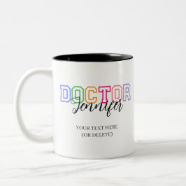 Taza Bicolor Regalo Personalizado de Nombre de Doctor Colorido