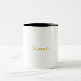 Taza Bicolor Regalo Personalizado Dennis Typography Gold Script