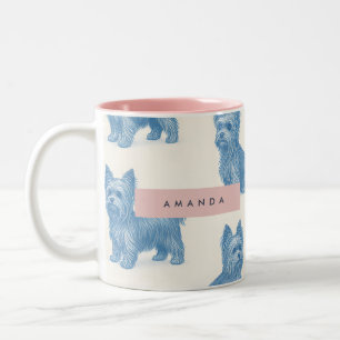 Taza Bicolor Regalo Personalizado Nombre Azul Terrier de Yorksh