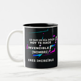 TAZA BICOLOR REGALO PERSONALIZADO(NOMBRE)ERES INVENCIBLE