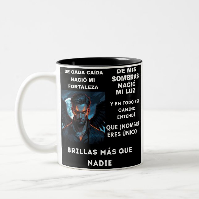 TAZA BICOLOR REGALO PERSONALIZADO (NOMBRE)TU BRILLAS (Izquierda)