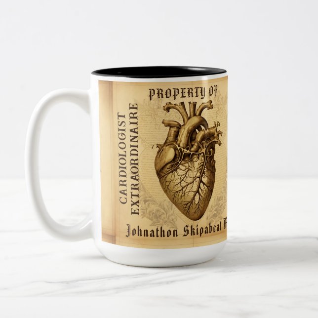 Taza Bicolor Regalo personalizado para el cardiólogo Mug (Izquierda)
