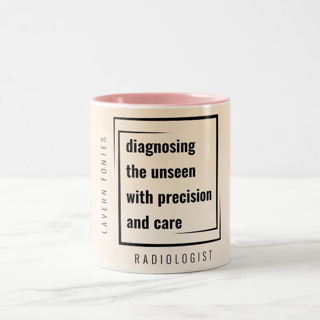 Taza Bicolor Regalo radiológico motivacional de Moda mínima mod (Centro)