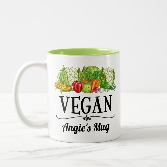 Taza Bicolor Regalo vegano personalizado (Izquierda)