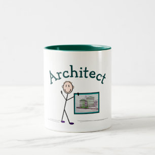 Taza Bicolor Regalos de arquitecto: diseño de personas de palo