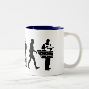 Taza Bicolor Regalos de Brickies del albañil de la capa de