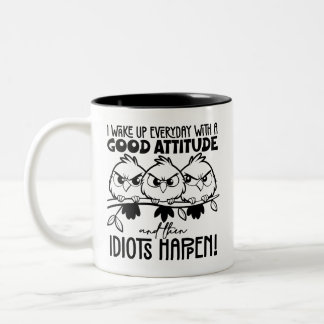 Taza Bicolor Regalos de cita de pájaro divertido idiotas