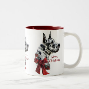 Taza Bicolor Regalos de los Navidades Harlequin Great Dane