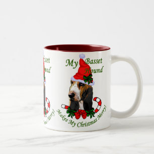 Taza Bicolor Regalos de Navidad para Basset Hound