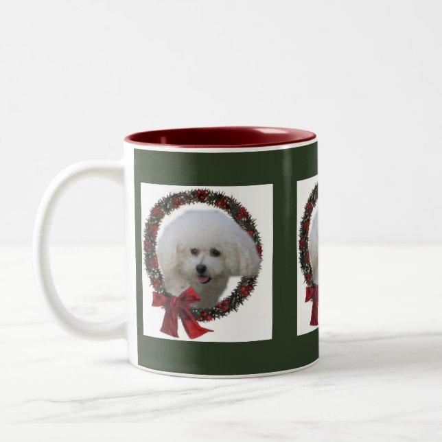 Taza Bicolor Regalos de Navidades de Bichon Frise (Izquierda)