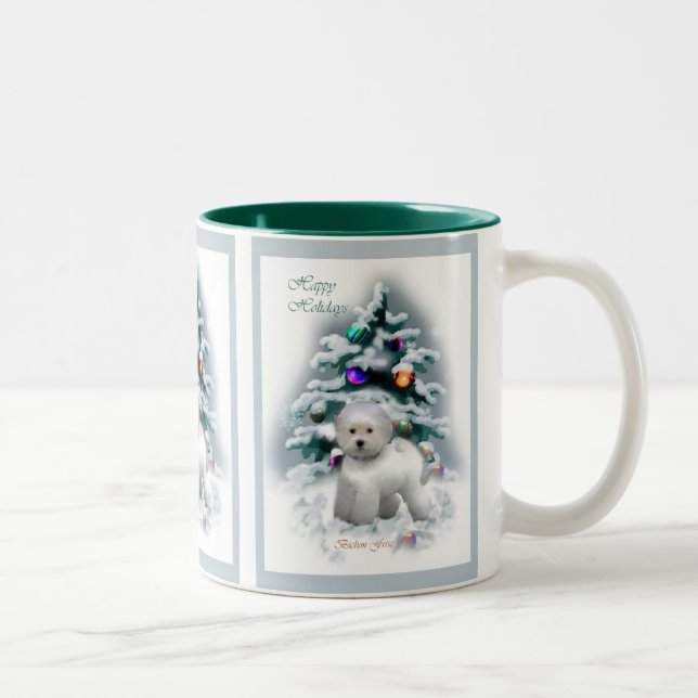 Taza Bicolor Regalos de Navidades de Bichon Frise (Derecha)