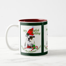 Taza Bicolor Regalos de Navidades de Bulldog ingleses