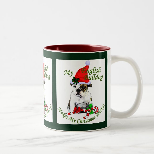 Taza Bicolor Regalos de Navidades de Bulldog ingleses (Derecha)