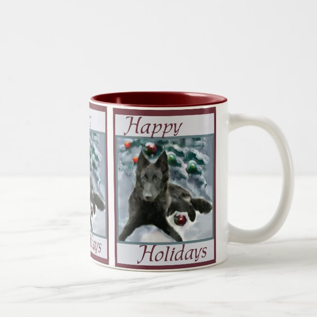 Taza Bicolor Regalos de Navidades de Sheepdog de Bélgica (Derecha)
