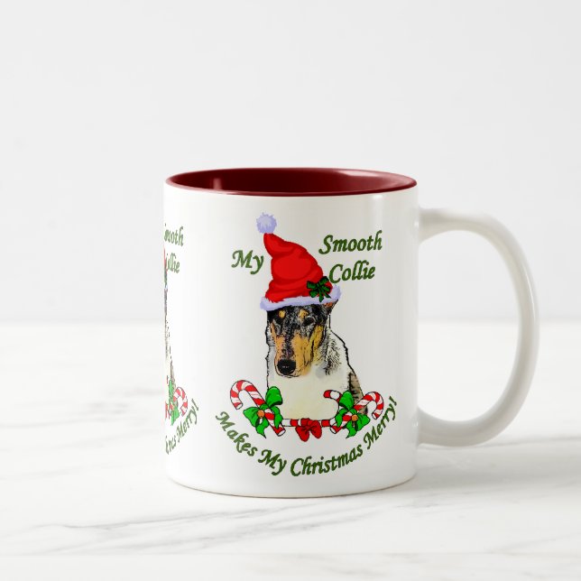 Taza Bicolor Regalos de Navidades de Smooth Collie (Derecha)
