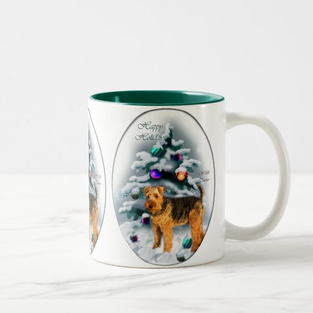 Taza Bicolor Regalos de Navidades de Welsh Terrier (Derecha)