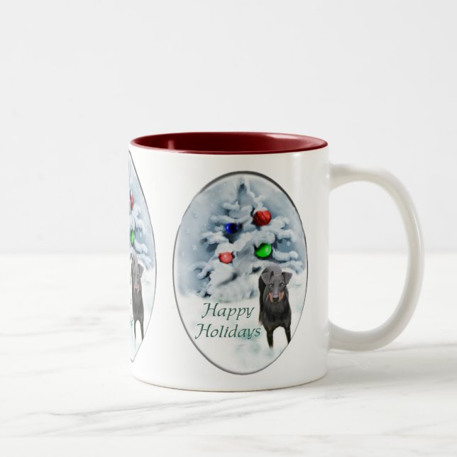 Taza Bicolor Regalos de Navidades del Manchester Terrier (Derecha)