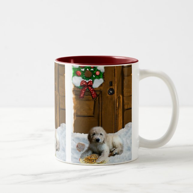 Taza Bicolor Regalos de Navidades Goldendoodle (Derecha)