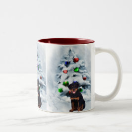 Taza Bicolor Regalos de Navidades Rottweiler