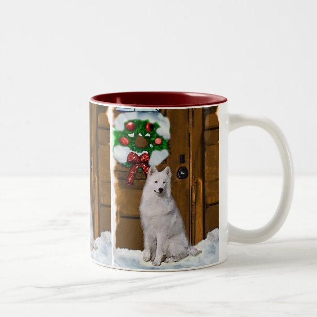 Taza Bicolor Regalos de Navidades Samoyes (Derecha)