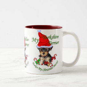 Taza Bicolor Regalos de Navidades Terrier de Yorkshire