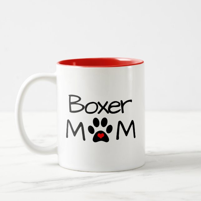 Taza Bicolor Regalos de raza de perro, mamá de boxer (Izquierda)