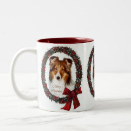 Taza Bicolor Regalos de Shetland Sheepdog Sheltie Navidades