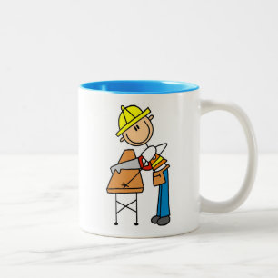 Taza Bicolor Regalos de trabajador de construcción aserrando ma