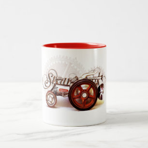 Taza Bicolor Regalos del destino del tractor de Steampunk