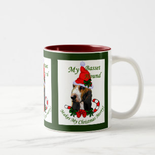 Taza Bicolor Regalos del navidad de Basset Hound