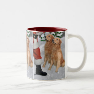 Taza Bicolor Regalos del navidad del golden retriever