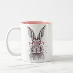 Taza Bicolor Regalos divertidos de familia de conejos lindos de