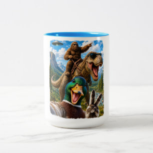 Taza Bicolor Regalos divertidos de pato real selfie Bigfoot T R