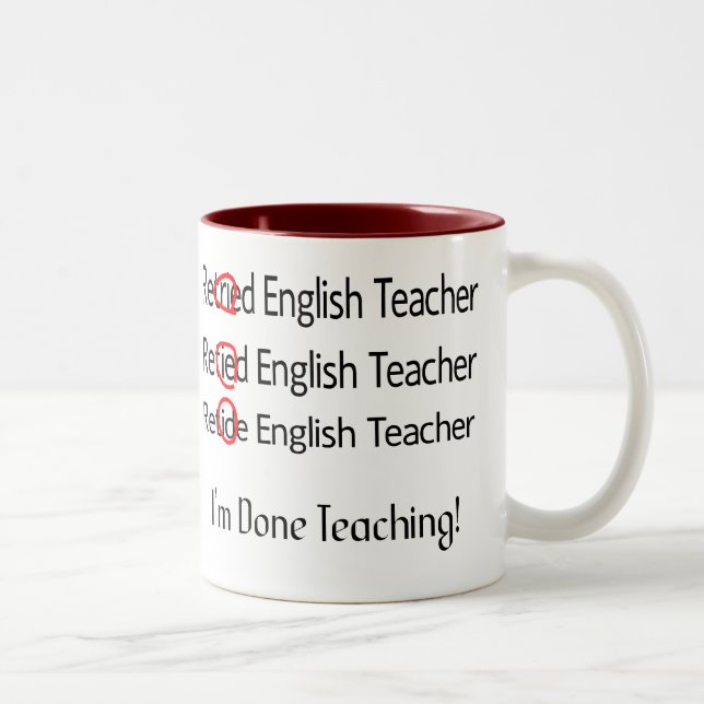 Taza Bicolor Regalos jubilados del profesor de inglés (Derecha)