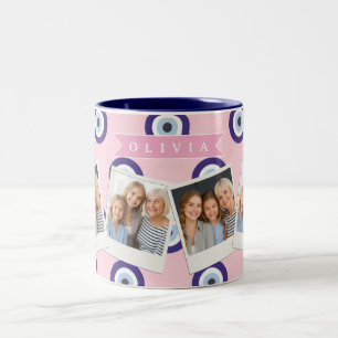 Taza Bicolor Regalos Personalizados con Patrón de Ojo Malo Rosa