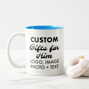 Taza Bicolor Regalos personalizados para él Mug azul claro de d