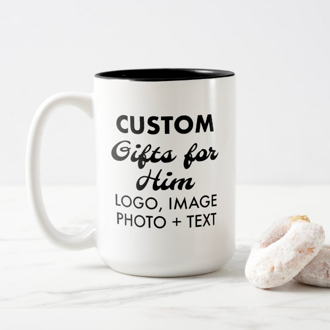 Taza Bicolor Regalos personalizados para él negro Mug de dos to (Con donut)