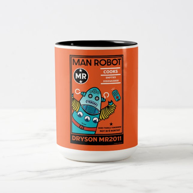 Taza Bicolor Regalos Robot Para Aniversario O Boda (Centro)