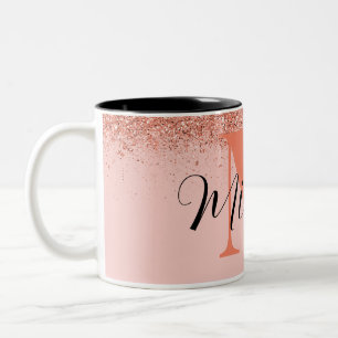 Taza Bicolor Regalos Vintage de Oro Rosa Personalizados de Dos 