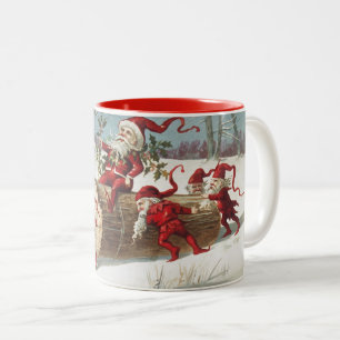 Taza Bicolor Registro de viaje de Santa Claus mientras Elves em