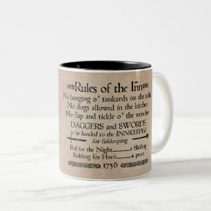 Taza Bicolor Reglas de la posada, Rótulo de posada del siglo XV