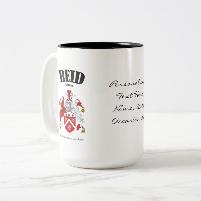 Taza Bicolor Reid Family Crest, Traducción y significado (Anverso izquierdo)